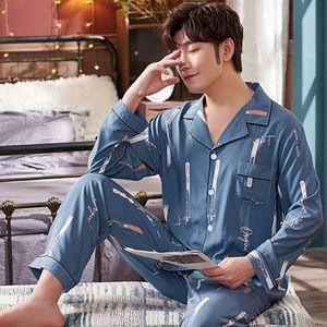 <span class=keywords><strong>Pigiama</strong></span> Autunnale da <span class=keywords><strong>Uomo</strong></span>, Set Due Pezzi con Maniche Lunghe e Pantaloni, Abbigliamento Casual e Comodo per il Sonno, Cardigan con Colletto, Indumenti da Notte per <span class=keywords><strong>Uomo</strong></span> - Product Image 5