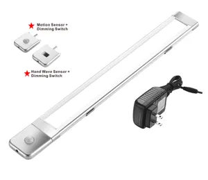 Luz de alumínio para gabinete, luz de barra de alumínio linear com sensor de movimento ultra fino led para prateleira de armário com montagem superfície