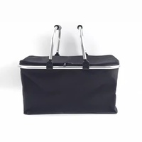 Panier de pique-nique en tissu Oxford bleu grande capacité, multifonctionnel, sac de rangement pour le camping en plein air, pliable et portable