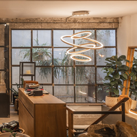 Lustre suspendu LED en spirale carré moderne en acier inoxydable avec commande sans fil, haute luminosité, pour îlot de cuisine de luxe