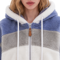Manteau en peluche pour femme, polyester tissé, écologique, uni, avec poches zippées, capuche, hiver, OEM ODM, vente en gros