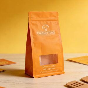 Sachet à fond plat de haute qualité 250g 500g entièrement imprimé avec fermeture éclair pour l'emballage de vitamines, grains de café et noix, avec fenêtre - Product Image 2
