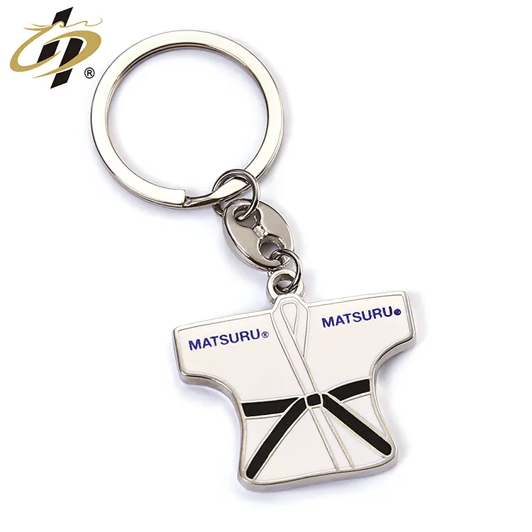 Cheap enamel printed logo custom judo sports metal silver key ring/key chain