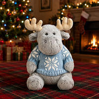 Peluche Élan de Noël Brodé Kawaii Adorable en Coton Doux avec Rembourrage en Coton PP - Jouet Anti-Stress Unisexe pour Anniversaire