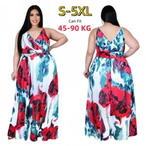 Nuevo Vestido Casual con Estampado Floral <span class=keywords><strong>para</strong></span> Mujer, Vestido de Verano sin Mangas con Tirantes, Vestido Africano <span class=keywords><strong>para</strong></span> Mujer, Tallas Grandes, Vestidos con Corte en A - Product Image 5