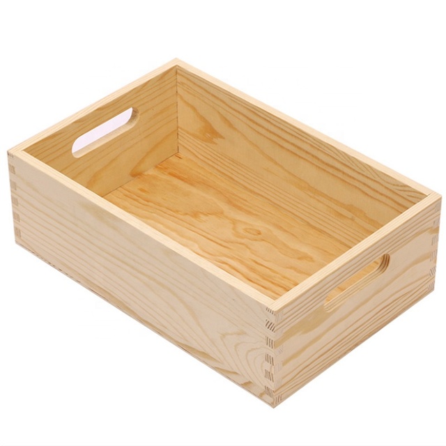 Custom Wooden Crate for Records Cosmetics Books Wooden Storage Crate for Vegetables Gift Wood Crate