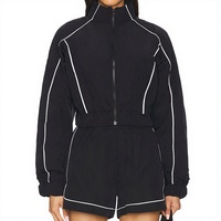 Ensembles de survêtements coupe-vent imprimés imperméables et respirants en nylon/polyester avec doublure en peau de mouton, logo brodé personnalisé pour hommes