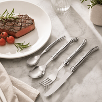 Nouveauté : Ensemble de couverts Laguiole en acier inoxydable durable, couteau à steak, cuillère et fourchette de luxe