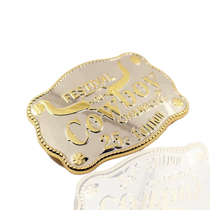 Nuovi Accessori Di Alta Qualità del Metallo Della Lega di Ottone di Marca Nome Piastra 3D Logo Per La Vendita Personalizzato Fibbia Della Cintura