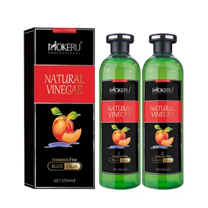 2024 New Product Mokeru Natural Vineger Hair Black Color Cream 500ml*2 No Color Stain Skin No Ammonia Hair Color