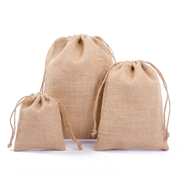 Özel logo kumaş çantalar ambalaj çuval bezi İpli hediye keseleri
