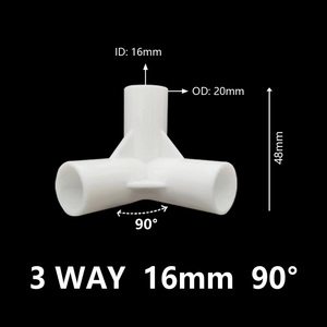 צ 'אנג בן לבן/שחור בקוטר 16 מ "מ ישר המרפק 4-כיווני 60/90/120/45 מעלות חלק צינור <span class=keywords><strong>Pvc</strong></span> - Product Image 2