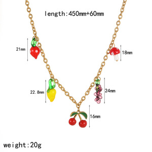 สร้อยคอจี้ผลไม้ สแตนเลส รูปเชอร์รี่และองุ่น สำหรับผู้หญิง ชุดเครื่องประดับสำหรับงานปาร์ตี้ - Product Image 4