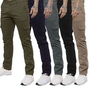 Men's Large Size S-3XL Solid Multi-Pocket Casual Sweatpants 100% Cotton Elastic Waist Lightweight Cargo Jogger Tactical - Product Image 2