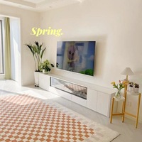 Meuble TV de cheminée simulée européenne de luxe moderne Tiroirs coupe-feu numériques à LED Cheminées de meuble de salon en bois