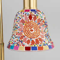 Lámpara Calentadora de Velas Eléctrica de Vidrio Hecha a Mano con Mosaico Multicolor Estilo Turco, Lámpara de Mesa Decorativa para Interiores