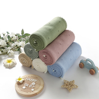 Mimixiong Cozy Cotton Newborn Snuggle Manta Shell Edge Pointelle Crocheted Baby Swaddle Toalla de punto Mantas Ropa de cama
