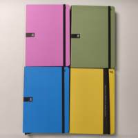 Agenda A5 personnalisé en gros, couverture rigide en papier couleur unie, avec élastique, bleu russe, pour bureau