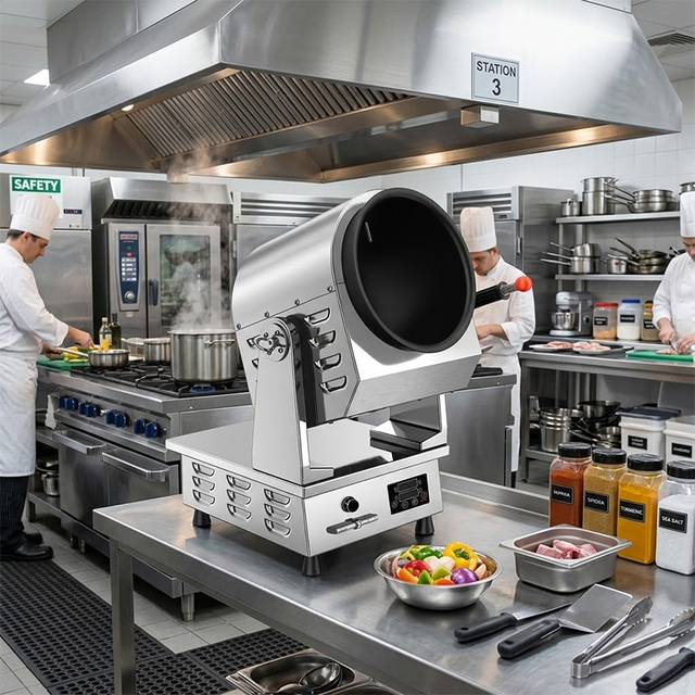 In-Smart 300mm Electric Automatic Commercial Kitchen Equipment Multifunctional Stir Fry Wok Machine Food Cooker on Sale