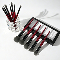 Trousse de maquillage de haute qualité avec logo personnalisé, poils synthétiques, étui en bois et kit de 12 pinceaux plats véganes