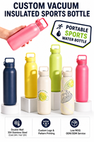 Botol minum vakum olahraga bertema terbuka yang dapat disesuaikan, portabel untuk luar ruangan, 20oz/30oz, terbuat dari stainless steel, tutup pop-up, desain kreatif