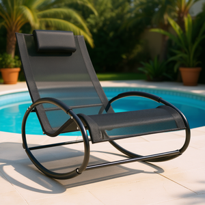 Silla Mecedora de Exterior, Tumbona de Malla con Respaldo Acolchado, para Piscina, Playa, Patio, Resistente a los Rayos UV, Diseño Moderno - Product Image 2