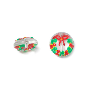 Cuentas de Navidad de vidrio de doble cara con orificio para hacer joyas DIY, decoraciones navideñas, juego de cuentas redondas de 12 mm - Product Image 4
