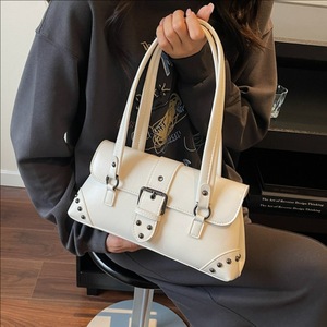 Bolso de Hombro Estilo Maillard para Mujer, Vintage, de Cuero, Estilo Spicy Girl Y2K, con Cadenas y Cierre de Cremallera, Bolso de Moda Retro - Product Image 1