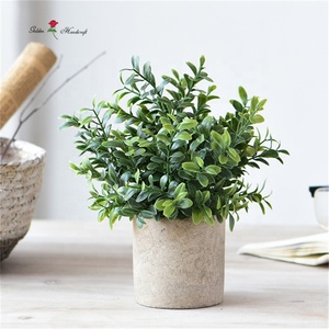 QSLH-PE061ミニ人工芝多肉植物プラスチックポット付きパルプ紙フロック材オフィスデスク装飾室用 - Product Image 5