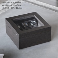Caja de reloj de madera de lujo con tapa de cristal, 6 ranuras, estuche de almacenamiento de madera oscura, organizador cuadrado, soporte de exhibición de joyas