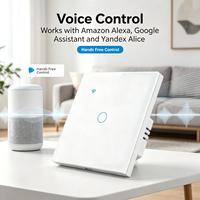 Interrupteur tactile intelligent Tuya Zigbee 10A pour Royaume-Uni/UE, en verre, contrôle à distance via application, compatible Google Home, Alexa, Alice Voice, nécessite une filière neutre