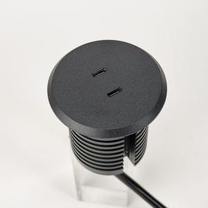 Mueble de Escritorio con Cargador USB Dual Integrado de 3A Tipo-C, Enchufe Redondo para Mesa de Noche, Sofá o Panel, Estilo Industrial - Product Image 2