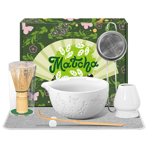 Juego de Té Matcha Tradicional Japonés de 7 Piezas, Entrega Rápida, Tazón Grabado, Batidor de Bambú, Matcha Butterfly - Product Image 1