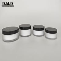 Pot vide en plastique dépoli de 50 ml (1 oz) pour crème corporelle, avec logo personnalisé, double paroi, avec couvercle, noir mat et blanc