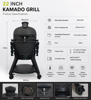 AUPLEX Barbecue Kamado XXL en céramique jaune, nouveau design ODM, 22 pouces, grand modèle
