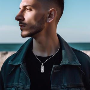 메리샤인 925 스털링 실버 부적 메달 펄세라 드 라 산타 무에르테 수호 세인트 산타 무에르테 목걸이 남성용 - Product Image 5