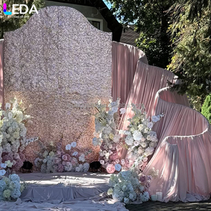 LEDA high quality Wedding Ideas Wave Curved Wedding <b>Backdrop</b> <b>Stand</b> Metal Arch Fabric Cover for Outdoor Club Wedding - Product Image 4