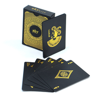 Kartu Poker Hitam dengan Cetakan Emas Kustom, Kertas Lapis Berkualitas Tinggi dengan Foil Emas, Sampel Gratis Tersedia