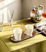 Ensemble de tasses en céramique écologiques de luxe avec plateau en acier inoxydable et décor en feuille d'érable dorée pour la maison et l'hôtel