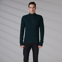 Großhandel Hochwertiger Herren Gerippter Strickpullover Einfaches Design Einfarbig Individuelles Logo Merinowolle Viertelreißverschluss-Pullover