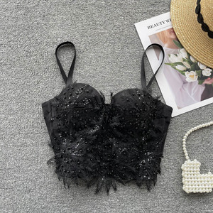 <span class=keywords><strong>Canotta</strong></span> di lusso ricamata di perle lucide in <span class=keywords><strong>pizzo</strong></span> da donna con fionda <span class=keywords><strong>bianca</strong></span> a fiori da donna biancheria intima Lingerie - Product Image 3