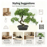 Arbre Bonsaï Artificiel Podocarpus Pin, Plante en Pot Artificielle, 16 Pouces (41 cm), Vert Réaliste, Décoration Intérieure pour la Maison, le Bureau, la Table