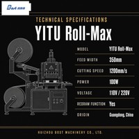 Machine de découpe à rouleaux Roll-Max, largeur d'alimentation 350 mm, vitesse 1200 mm/s, découpe continue d'étiquettes et de stickers