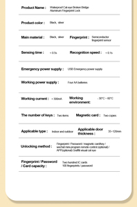 אינטרנט אלחוטי חכם בטיחותי גבוה עבור נעילת דלת אפליקציית Tuya טביעת אצבע כרטיס IC מפתח סיסמה זמנית פתיחת נעילה אחסון בענן - Product Image 4