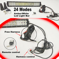 Barre lumineuse LED DC12V 120W, lumière ambrée et blanche, 22 pouces, télécommande pour véhicule tout-terrain