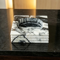 Plateau à cigares rectangulaire en marbre blanc de luxe minimaliste avec surface rainurée pour appartements modernes, bureaux, hôpitaux