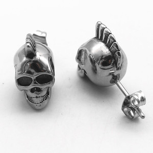 Pendientes Yunnique con diseño geométrico de calavera de esqueleto en acero de titanio, joyería de moda. - Product Image 5