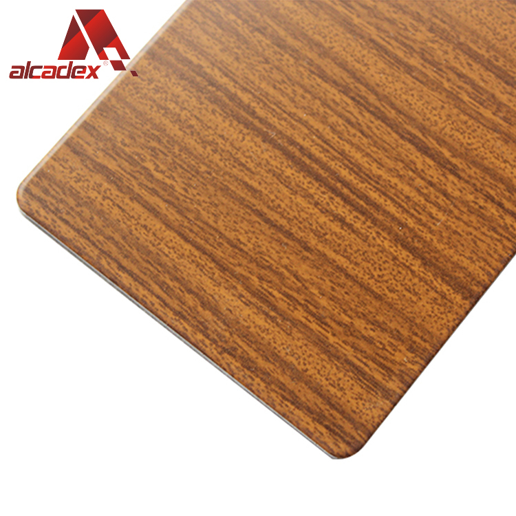 2-6mm conception de façade de mur rideau panneau en bois modèle en aluminium D'ACM composite panneau en plastique
