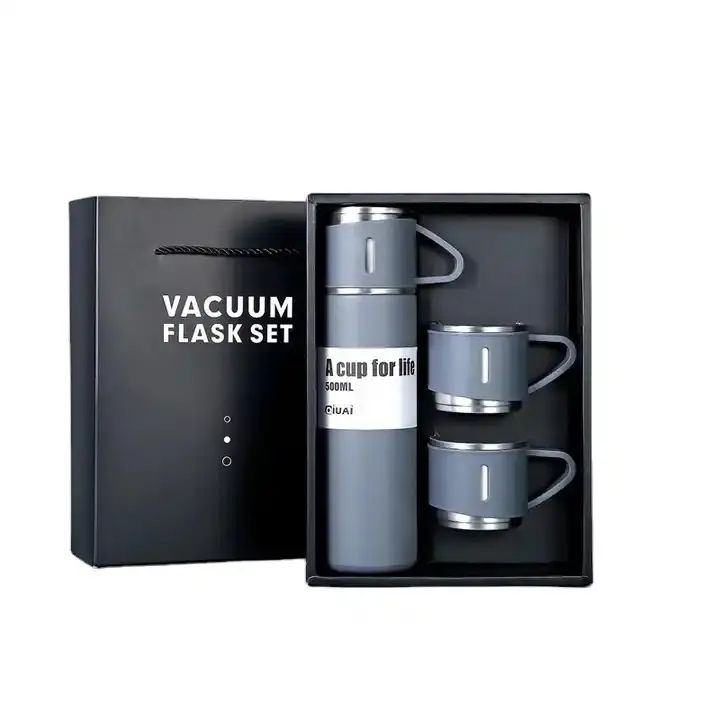 Reis Dubbele Muur Geïsoleerde Geschenkdoos Vacuüm Fles Thermos Set 304 Roestvrij Staal 2023 Topverkoper Bedrijf Met Twee Kopjes Gua