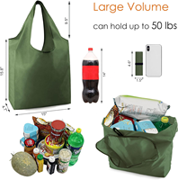 Sacs d'épicerie en polyester ripstop lavables en machine, pliables et réutilisables, personnalisés Sacs fourre-tout avec poignées